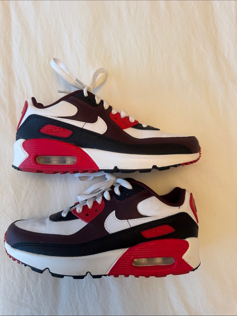 Nike Air Max 90 White Black Red/Burgundy Sneakers